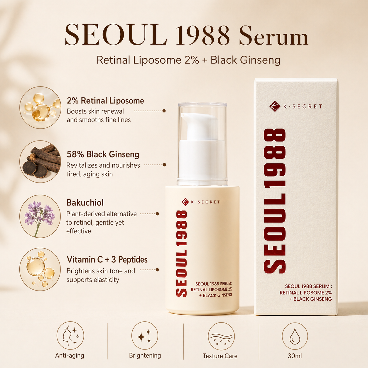K-Secret Seoul 1988 Serum | سيروم سيول الكوري للخطوط والملمس